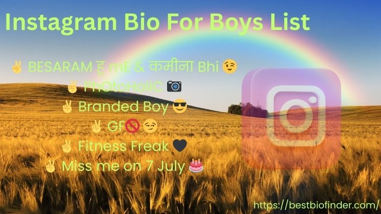 Instagram Bio For Boys List